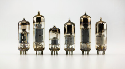 50's 60's Vacuum tube isolated on neutral white with natural shadows.