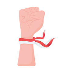 hand with indonesian flag