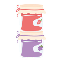 bottles of jam fruits