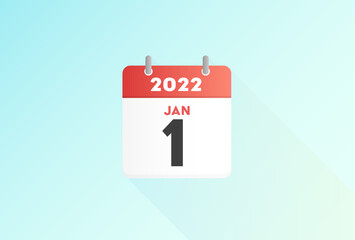 シンプルで見やすい日めくりカレンダー：2022年1月1日・元日・新年 - グラデーション版
