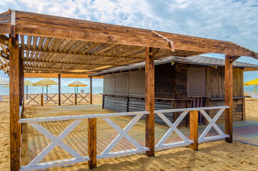 Fototapeta premium The veranda of the summer cafe on the beach.