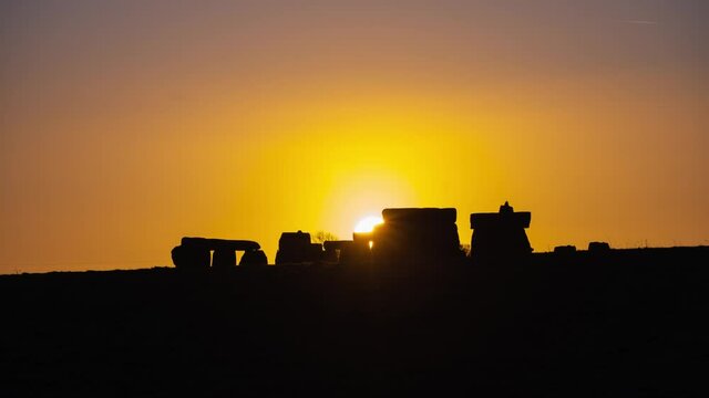 Stonehenge, England, UK at Sunrise Sunset, Ancient Stone Monument Time Lapse