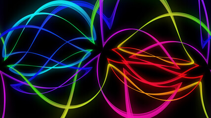 organic smooth and colorful and silky glowing light lines in abstract form and black background