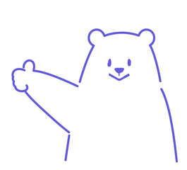 親指を立てる白くま シンプル 単色 線画