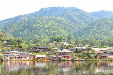 Fototapeta na wymiar View of Ban Rak thai village, Chinese Kuomintang refugees who escaped the communists in 1949, A Chinese settlement in Mae Hong Son, THAILAND.