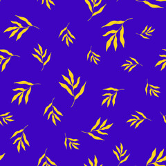 Fototapeta na wymiar Seamless pattern of colorful yellow leaves