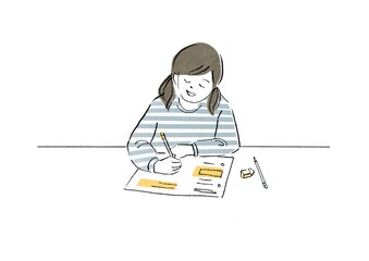 楽しく勉強する小学生女子