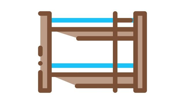 Bunk Bed Icon Animation. color Bunk Bed animated icon on white background
