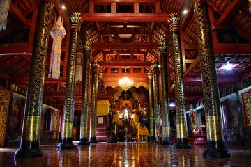 Inside the chapel of the Sri Don Chai Temple, Which is the first temple of Pai, Mae Hong Son...