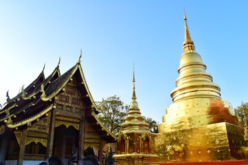 Wat Phra Singh Woramahaviharn is a Buddhist temple located in the western part of the old city centre of Chiang Mai, THAILAND.