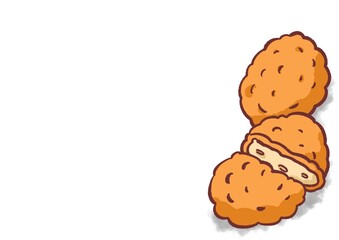 コピースペースのあるワンポイントコロッケイラスト