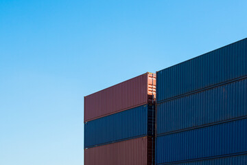 container box in port shipping container logistics area. modern trade, logistics, imports and...
