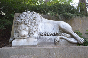 GERMANY, KASSEL - 2018: Sculpture sleeping Hessian lion