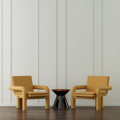 Modern living room interior design and white pattern texture wall background
