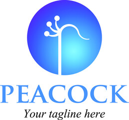 Fototapeta premium peacock feather logo vector. elegant bird flat style. simple modern animal design