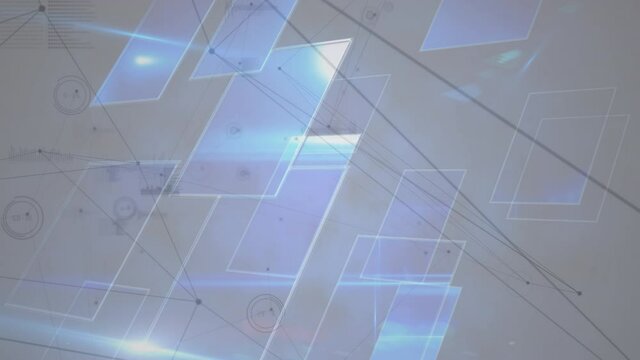 Animation of network of connections with digital blue screens