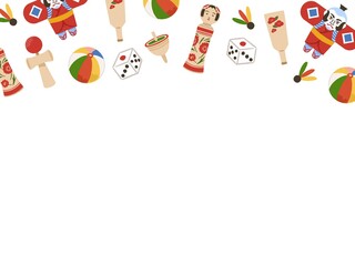 昔のおもちゃの柄　手書きイラスト