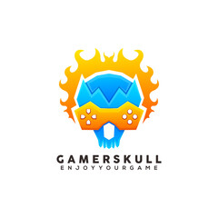 gaming skull colorful logo design ilustration