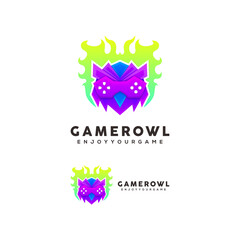 gamer owl colorful logo design ilustration 