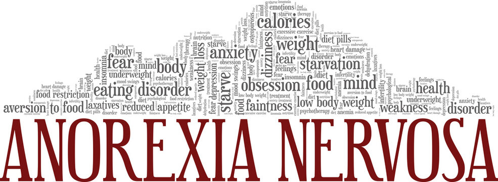 Anorexia Nervosa vector illustration word cloud isolated on a white background.