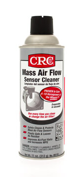 Winneconne, WI - 25 April 2015: Spray can of CRC mass air flow sensor cleaner also known as a MAF.