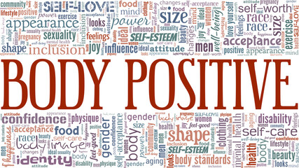 Body Positive vector illustration word cloud isolated on a white background.