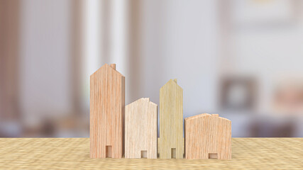 home wood toy in living room  for property  or building concept 3d rendering