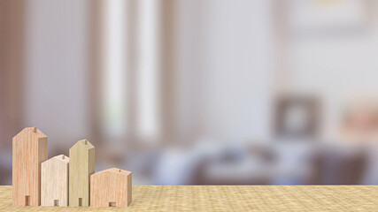 home wood toy in living room  for property  or building concept 3d rendering
