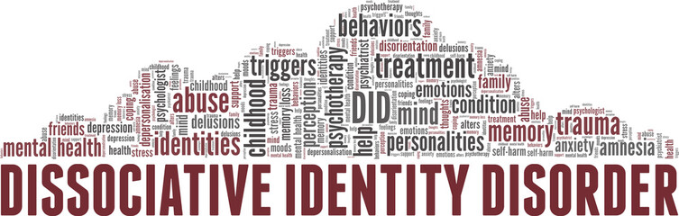 DID - Dissociative Identity Disorder vector illustration word cloud isolated on a white background.