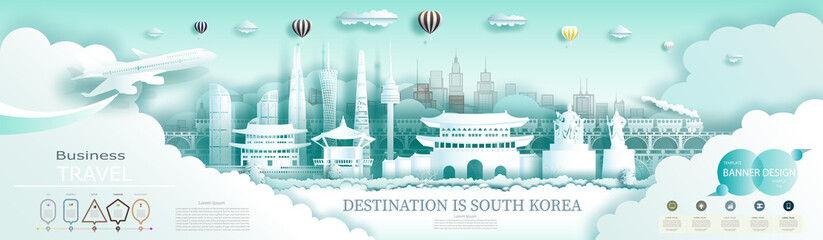 Modern business brochure design for South Korea landmarks advertising.