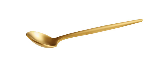golden tea spoon on a white background