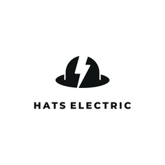 hat cap electric thunder negative space flat modern simple smart template logo design vector