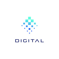 abstract digital technology square growth modern futuristic smart logo design vector