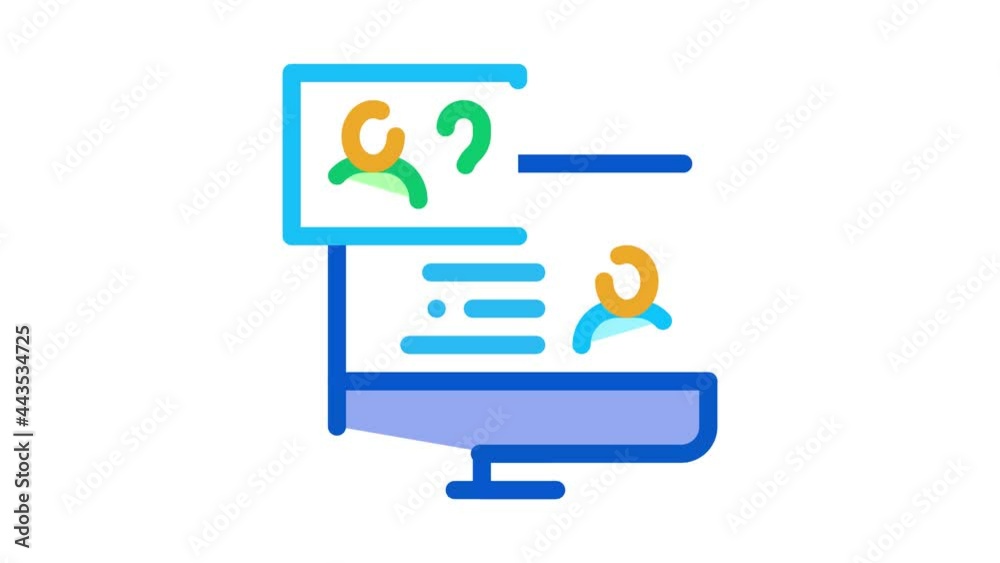 Poster message on display icon animation. color message on display animated icon on white background