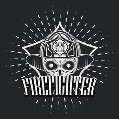 skull in firefighter helmet