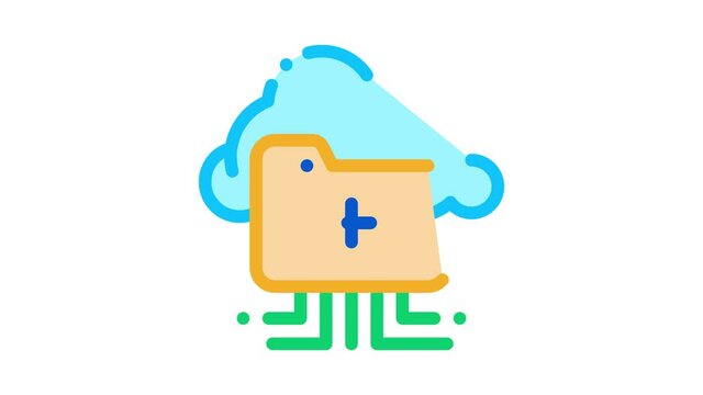 Cloud Storage Icon Animation. color Cloud Storage animated icon on white background