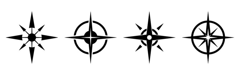 Black compass symbol set for mapping