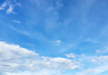 Bright Blue sky with white cloud. Beautiful sky background and wallpaper. Clear day and good weather in the morning.
