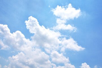 Bright Blue sky with white cloud. Beautiful sky background and wallpaper. Clear day and good weather in the morning.