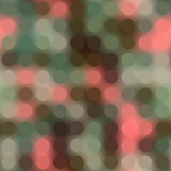 Seamless pattern or grid of circle dots on blurry gradient background for print. High quality illustration. Retro disco effect. Dynamic vintage glow. Abstract pattern for surface design print.