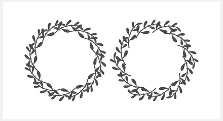 Wreath clipart. Branch with leaf isolated on white. Frame, border for design. Vector stock illustration. EPS 10