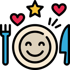enjoy your meal color outline icon - obrazy, fototapety, plakaty