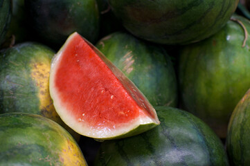 Fresh Slice Watermelons in the market