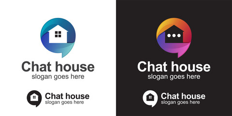 creative logos of House talk chat bubble gradient logo inspirations