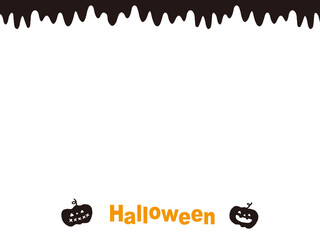 かわいいハロウィンのかぼちゃおばけフレーム10月／手書きイラスト
