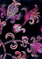 Indian sari pieces recycled and sewn together to make wall hangings or cushions