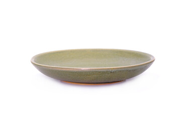 Green ceramic dish, Ceradon ceramic. Japanese zen style