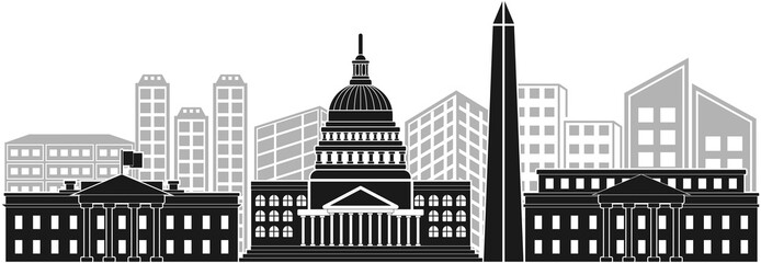 Washington DC cityscape landmark vector illustrations silhouette
