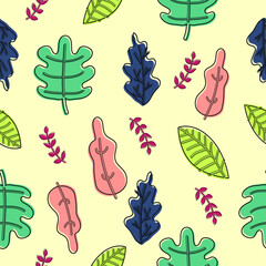 a seamless pattern design for autumn, various types of leaves, printable