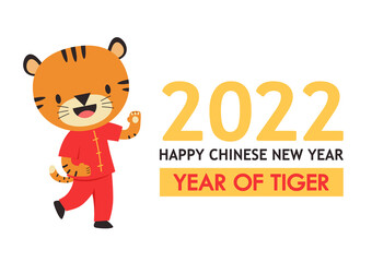 Tiger cartoon vector. Tiger character design on white background. Happy chinese new year. Year of Tiger.